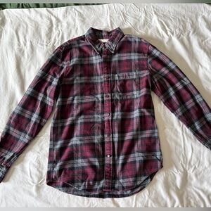 Abercrombie & Fitch Maroon and Gray Flannel Shirt